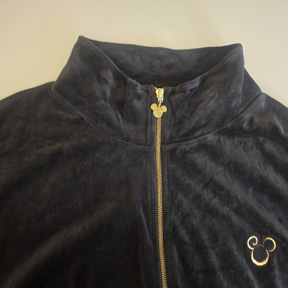 Disney Catalog Mickey Velour Jacket Womens 1XL Black Full Zip Sweatshirt Pockets - Picture 10 of 11